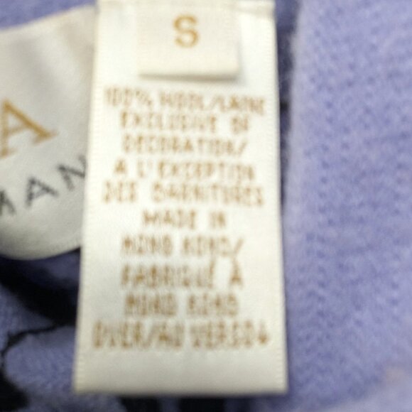 Embroidered Wool Sweater Lavender Ombre Black 90s Dana Buchman Luxury - Picture 10 of 16